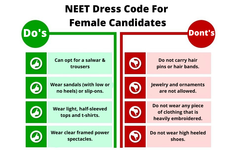 NEET Dress Code For Female Candidates