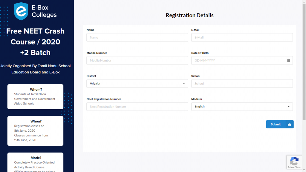 NEET Test Registration Details